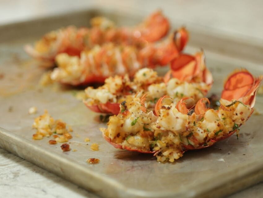 Baked Stuffed Maine Lobster Tails recipe image