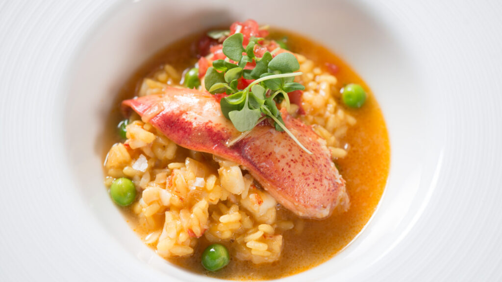 Maine Lobster Risotto with English Peas and Tomato Concasse recipe image