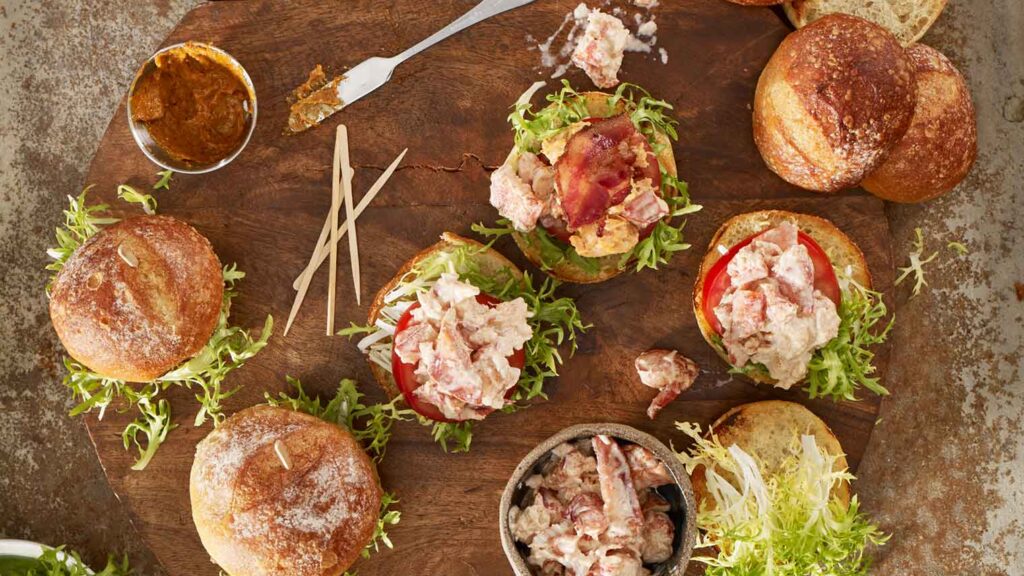 Bacon, Maine Lobster and Tomato Sliders recipe image