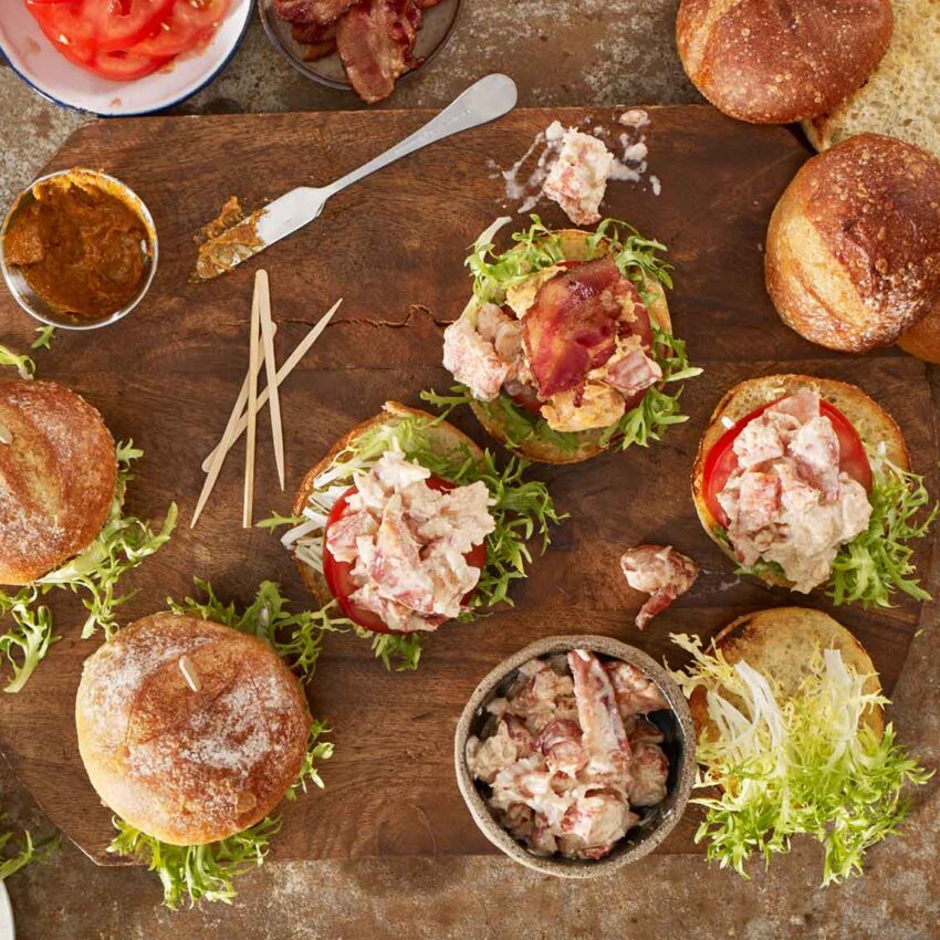 Bacon, Maine Lobster and Tomato Sliders recipe image