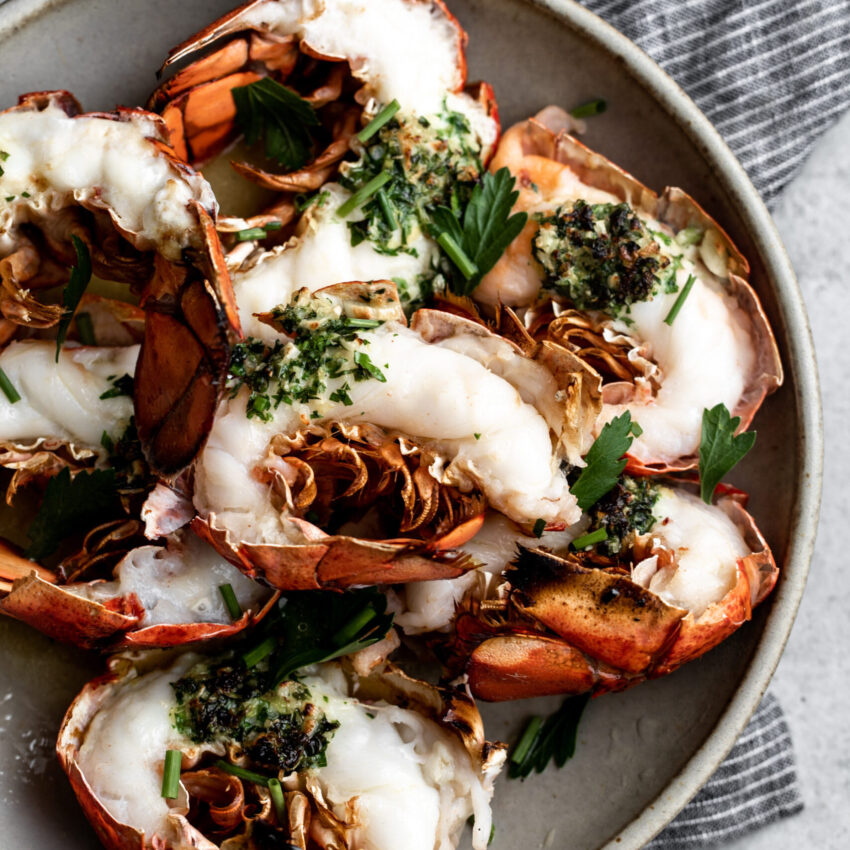 Broiled Maine Lobster Tails with Compound Herb Butter recipe image