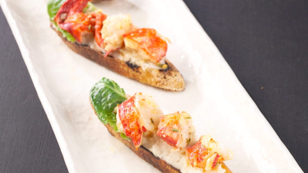 Roasted Maine Lobster on Garlic and White Bean Bruschetta recipe image