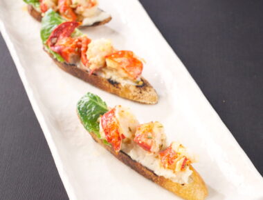 Roasted Maine Lobster on Garlic and White Bean Bruschetta