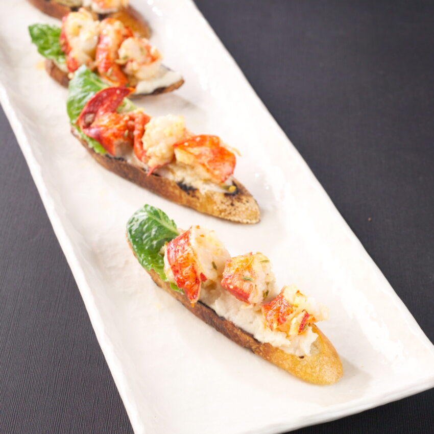 Roasted Maine Lobster on Garlic and White Bean Bruschetta recipe image