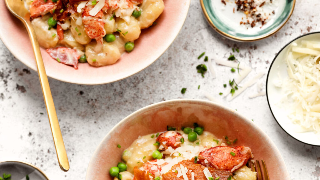 Creamy Gnocchi with Maine Lobster and Crispy Prosciutto and Peas recipe image