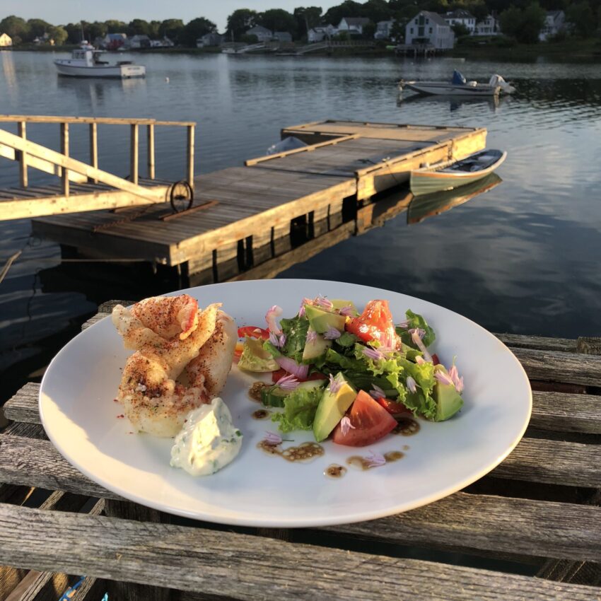 Tempura Fried Maine Lobster with Chive Aioli, Chiles, and Dried Lime recipe image