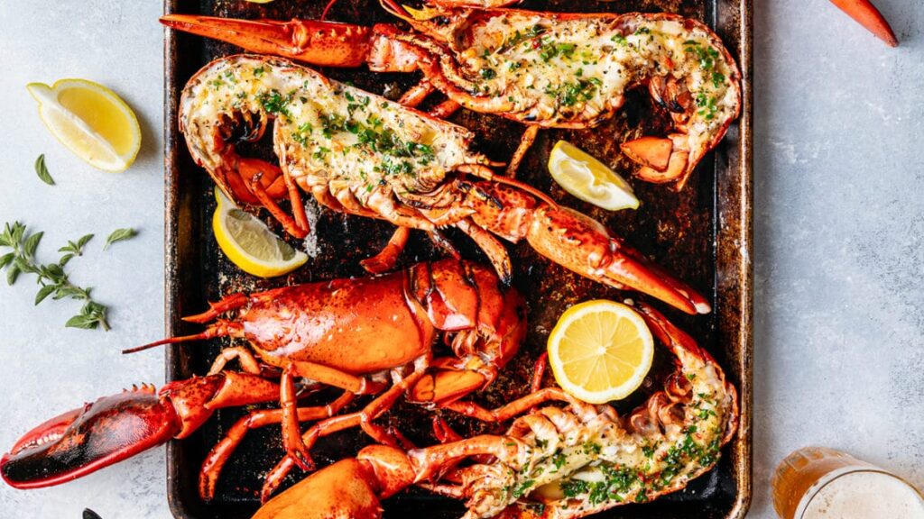 Split Whole Broiled Maine Lobster with Lemon Herb Butter recipe image