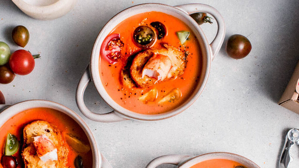 Mini Maine Lobster Grilled Cheese with Creamy Tomato Soup recipe image