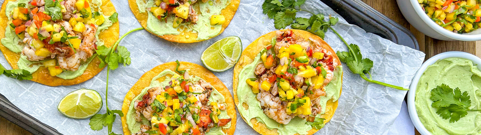 Broiled Maine Lobster Tostada with Pineapple Salsa recipe image