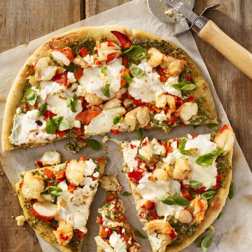 Roasted Garlic Pesto and Maine Lobster Pizza recipe image