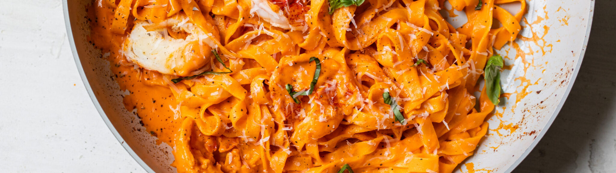 Roasted Red Pepper Pasta with Maine Lobster recipe image