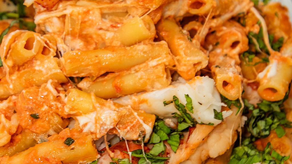 Baked Ziti Alla Vodka With Air-Fried Maine Lobster Tail recipe image